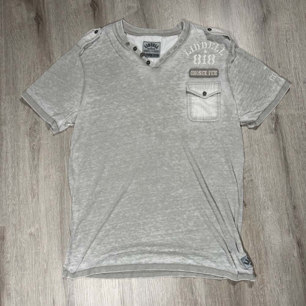 Mens Chuck Liddell by Headrush Graphic Henley T-Shirt Large Y2K Grunge - Picture 2 of 7